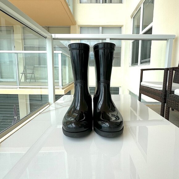PRADA Black Sport Mid Calf Rubber Rain Boots Women Size 7 - Picture 9 of 12